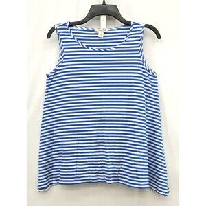 Coldwater Creek Shirt Womens Size PM Blue White Striped Pullover Tank Top